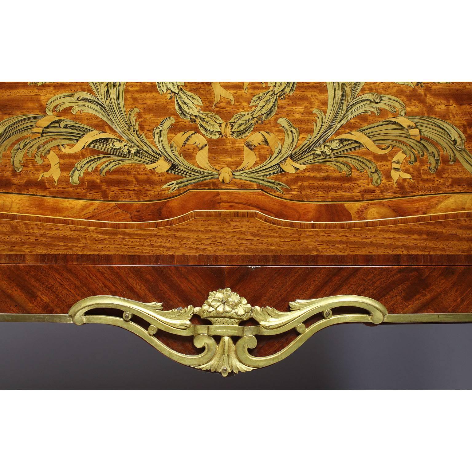 Glass 19th-20th Century Marquetry and Gilt-Bronze Mounted, François Linke Atrributed For Sale