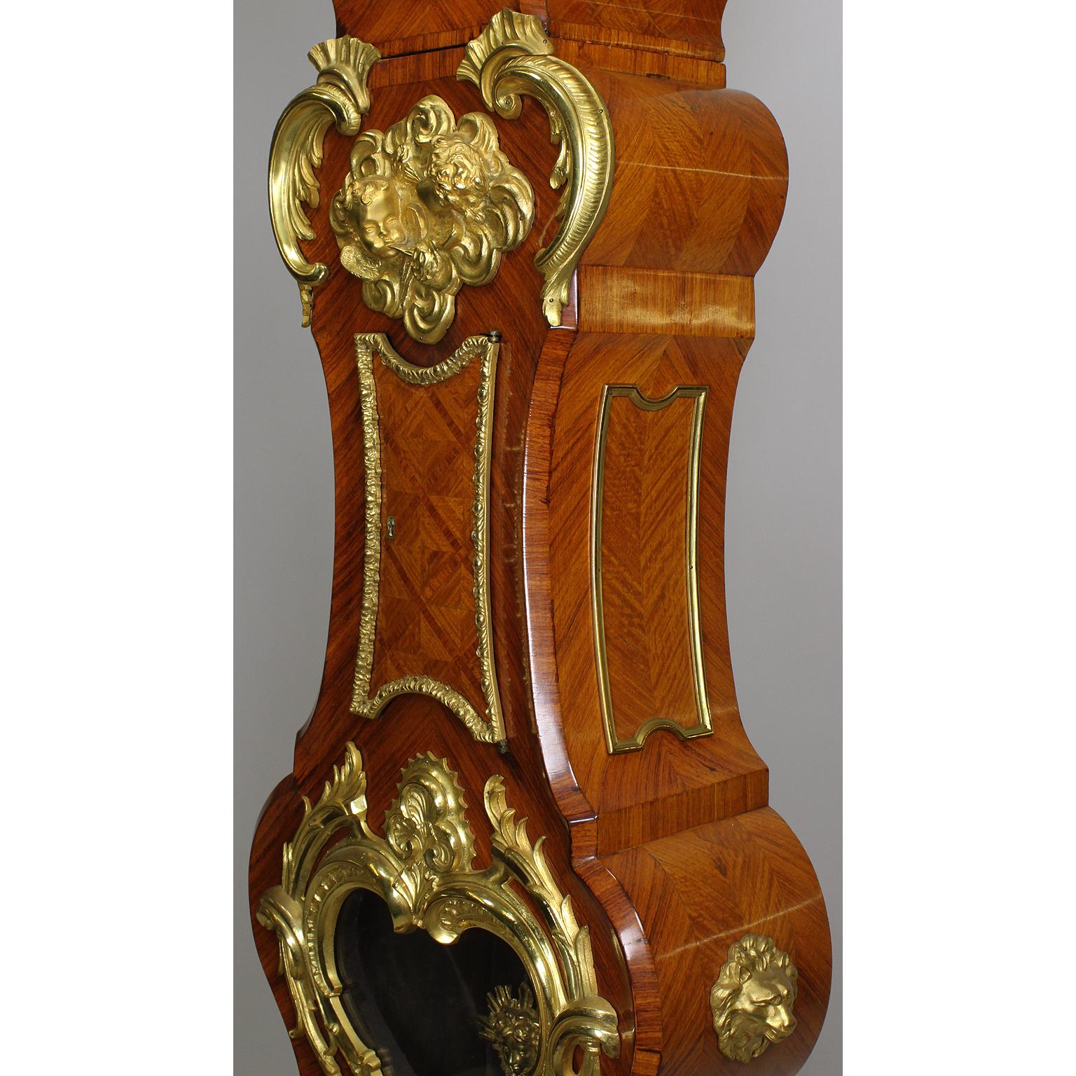French 19th-20th Century Régence Style Gilt-Bronze Mounted Longcase Clock For Sale 6