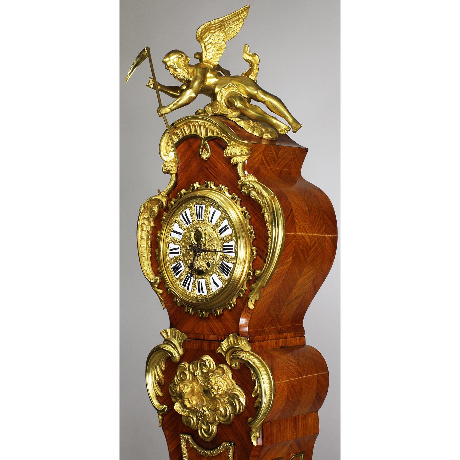 French 19th-20th Century Régence Style Gilt-Bronze Mounted Longcase Clock In Good Condition For Sale In Los Angeles, CA