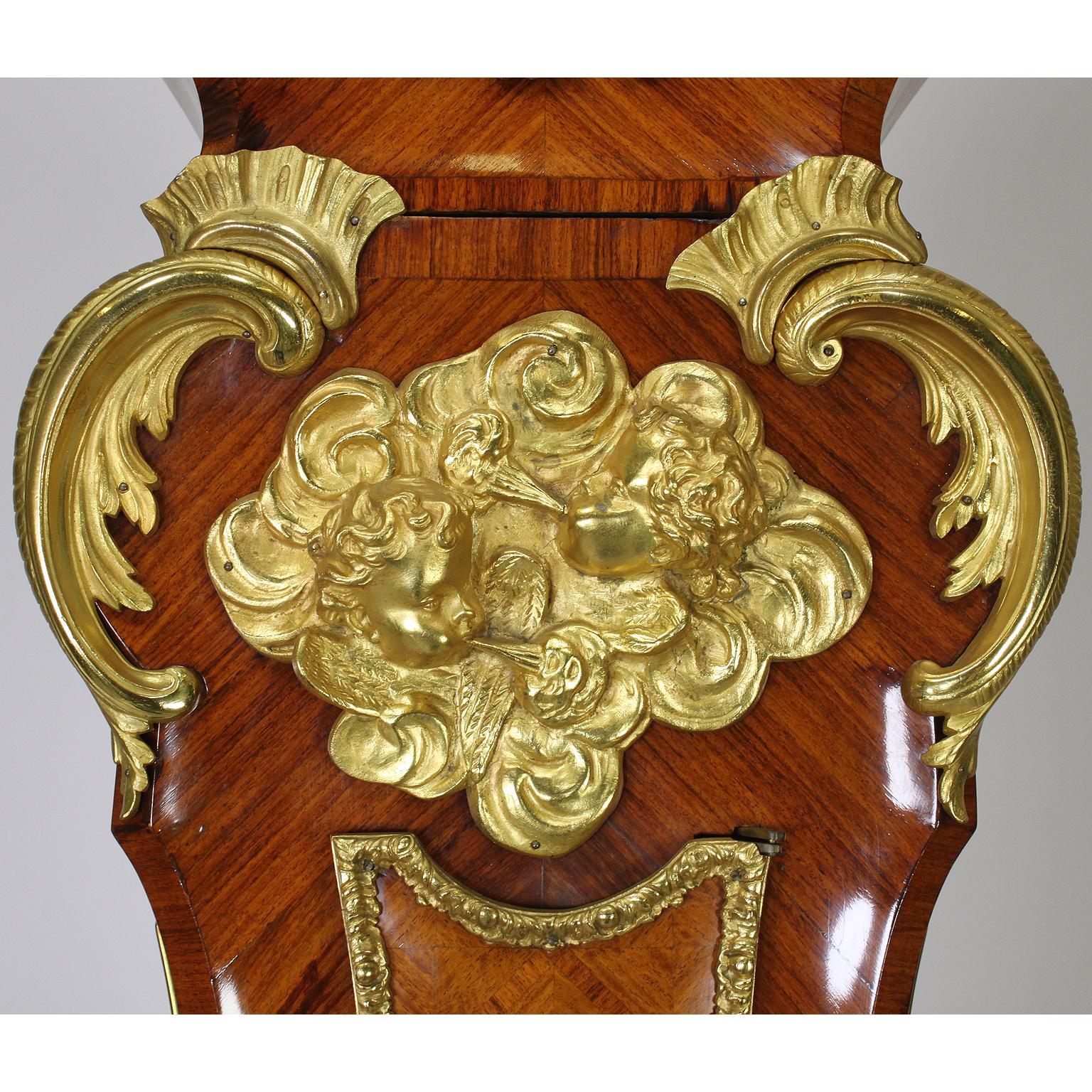 French 19th-20th Century Régence Style Gilt-Bronze Mounted Longcase Clock For Sale 1