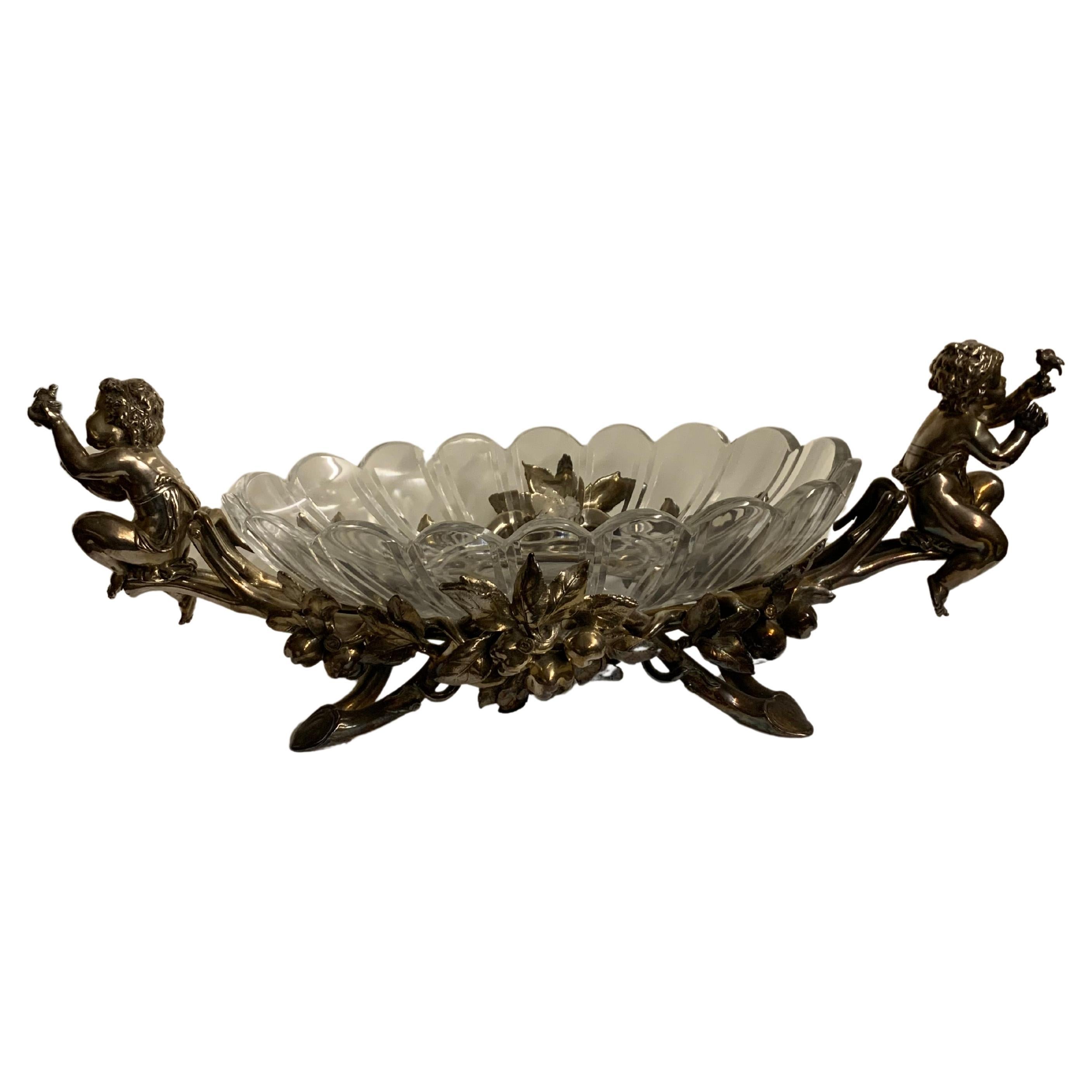 Centerpieces bronze and crystal by cristofle For Sale