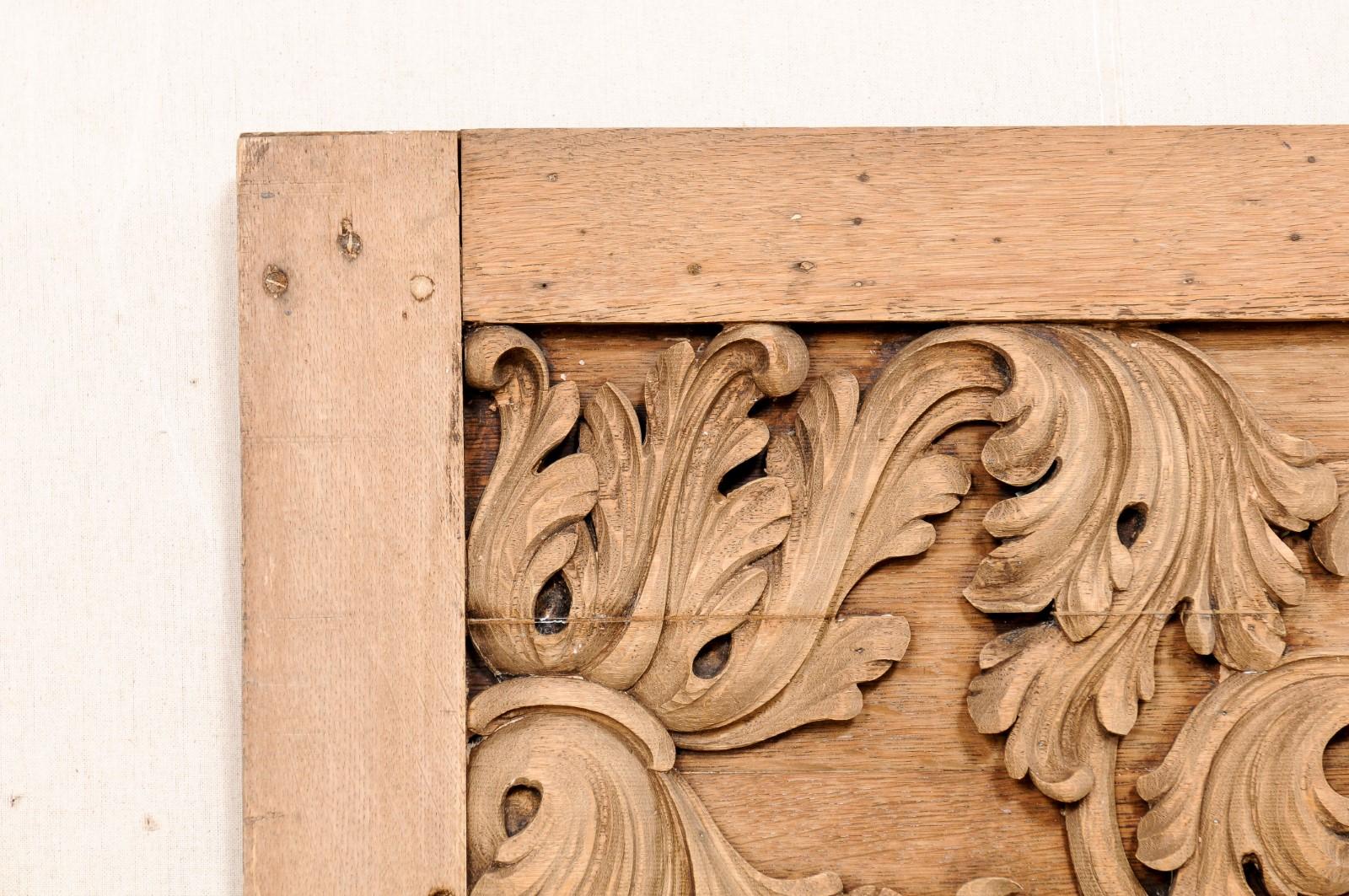 French 19th C. Acanthus-Carved Wood Wall Plaque For Sale 3