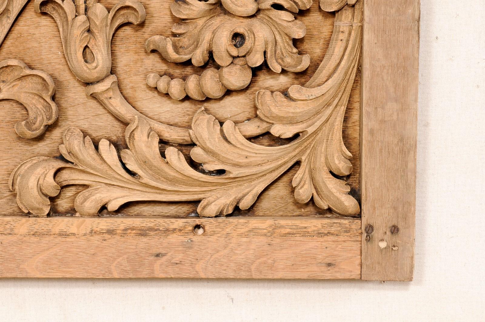 French 19th C. Acanthus-Carved Wood Wall Plaque For Sale 1