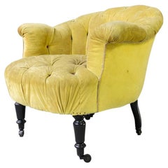 French 19th C. Armchair in Tufted Yellow Fabric