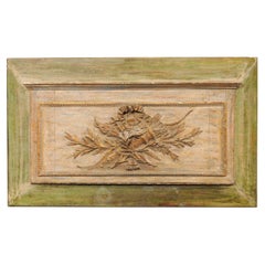 French 19th C. "Bow and Arrows" Motif Painted Wall Plaque, Over 5 Ft Wide Used French 19th C. "Bow and Arrows" Motif Painted Wall Plaque, Over 5 Ft Wide