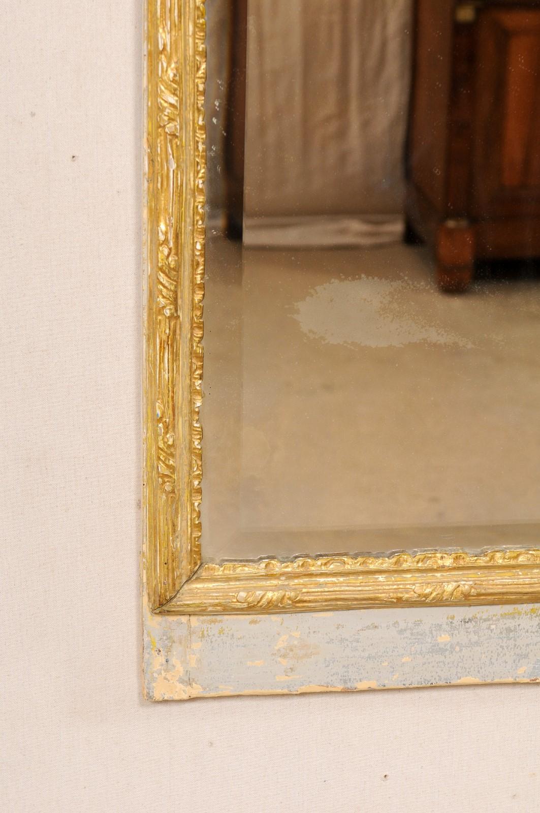 French 19th Century Carved & Painted Rectangular Mirror, Just Shy For Sale 2