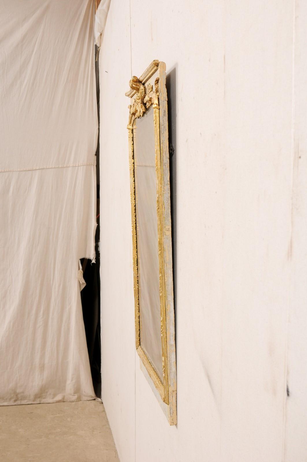 Französisch 19. C. geschnitzt und bemalt rechteckigen Spiegel, knapp 4 Ft hoch im Angebot 4