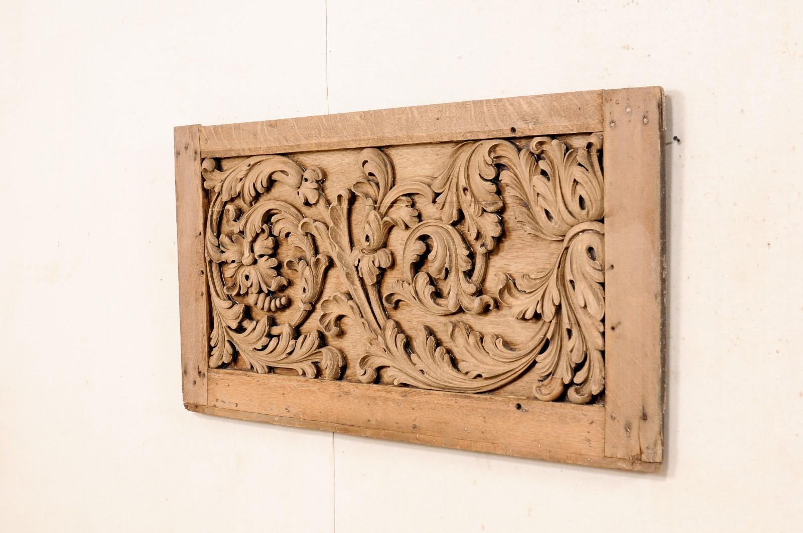 French 19th C. Carved-Wood Plaque, Rectangular-Shaped In Good Condition For Sale In Atlanta, GA