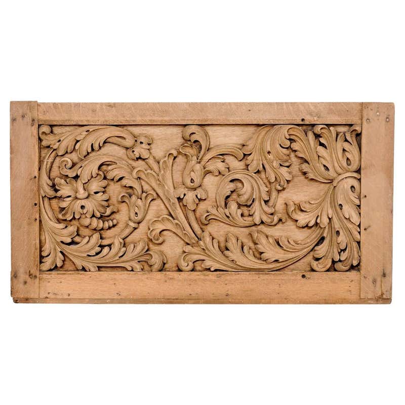 French 19th C. Carved-Wood Plaque, Rectangular-Shaped For Sale at 1stDibs