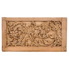 French 19th C. Carved-Wood Plaque, Rectangular-Shaped