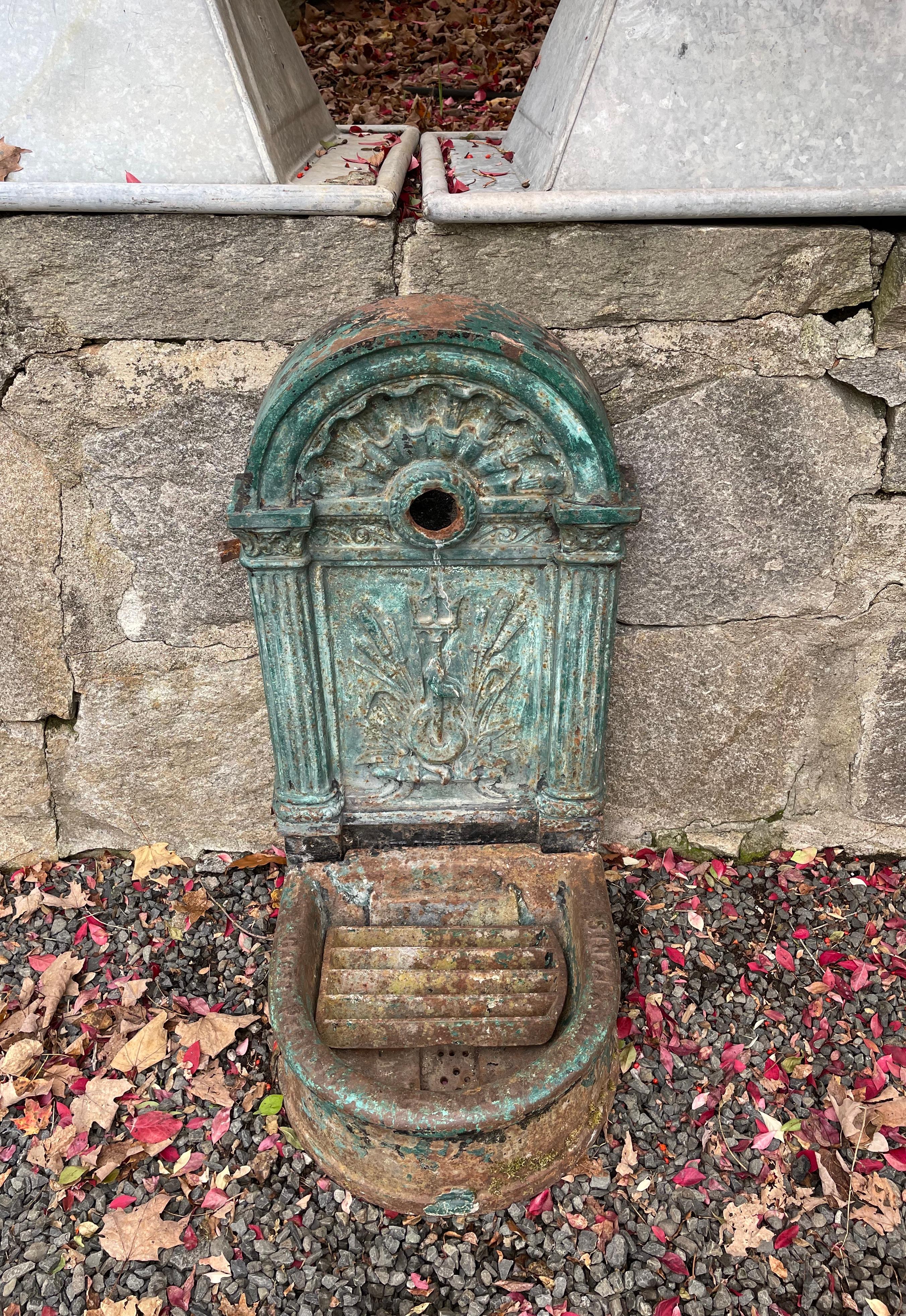 antique cast iron wall fountain