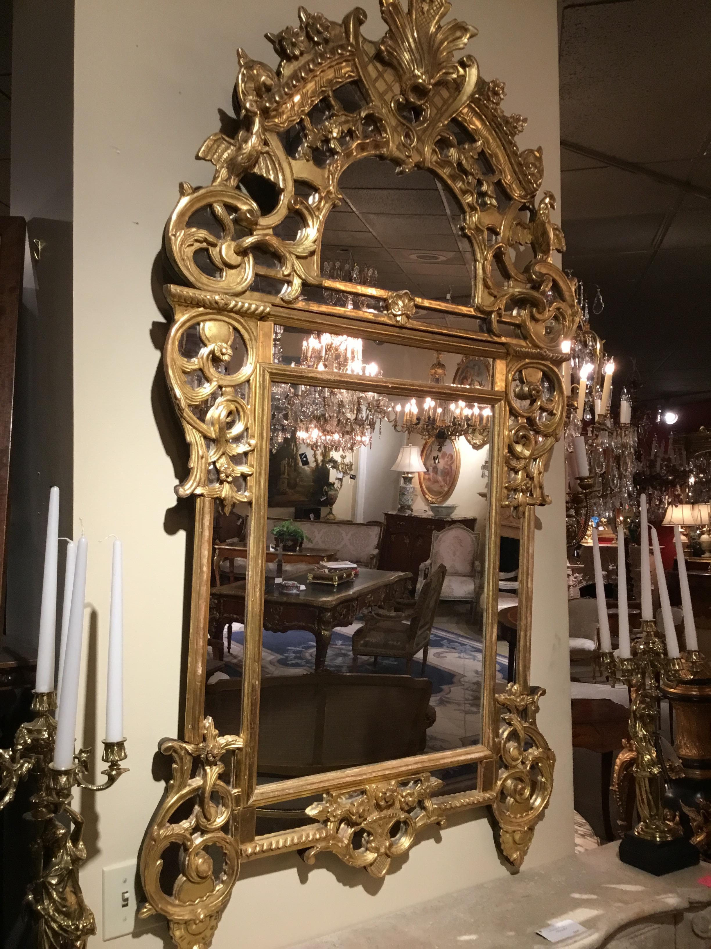 French 19th Century Chinese Chippendale Style Giltwood Mirror 1