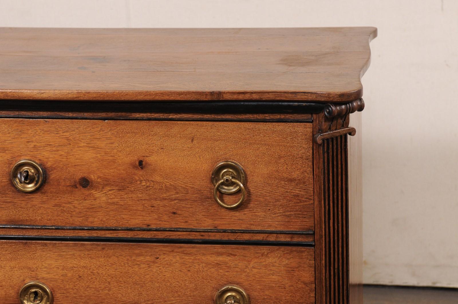 French 19th C. Commode w/Fluted Column Side Posts & Really Neat Brass Hardware For Sale 7