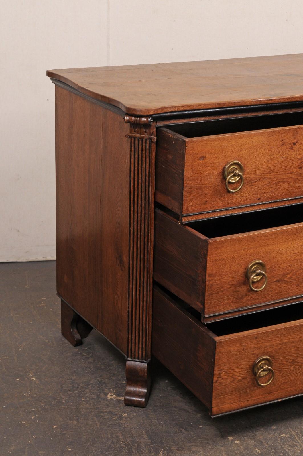 19th Century French 19th C. Commode w/Fluted Column Side Posts & Really Neat Brass Hardware For Sale