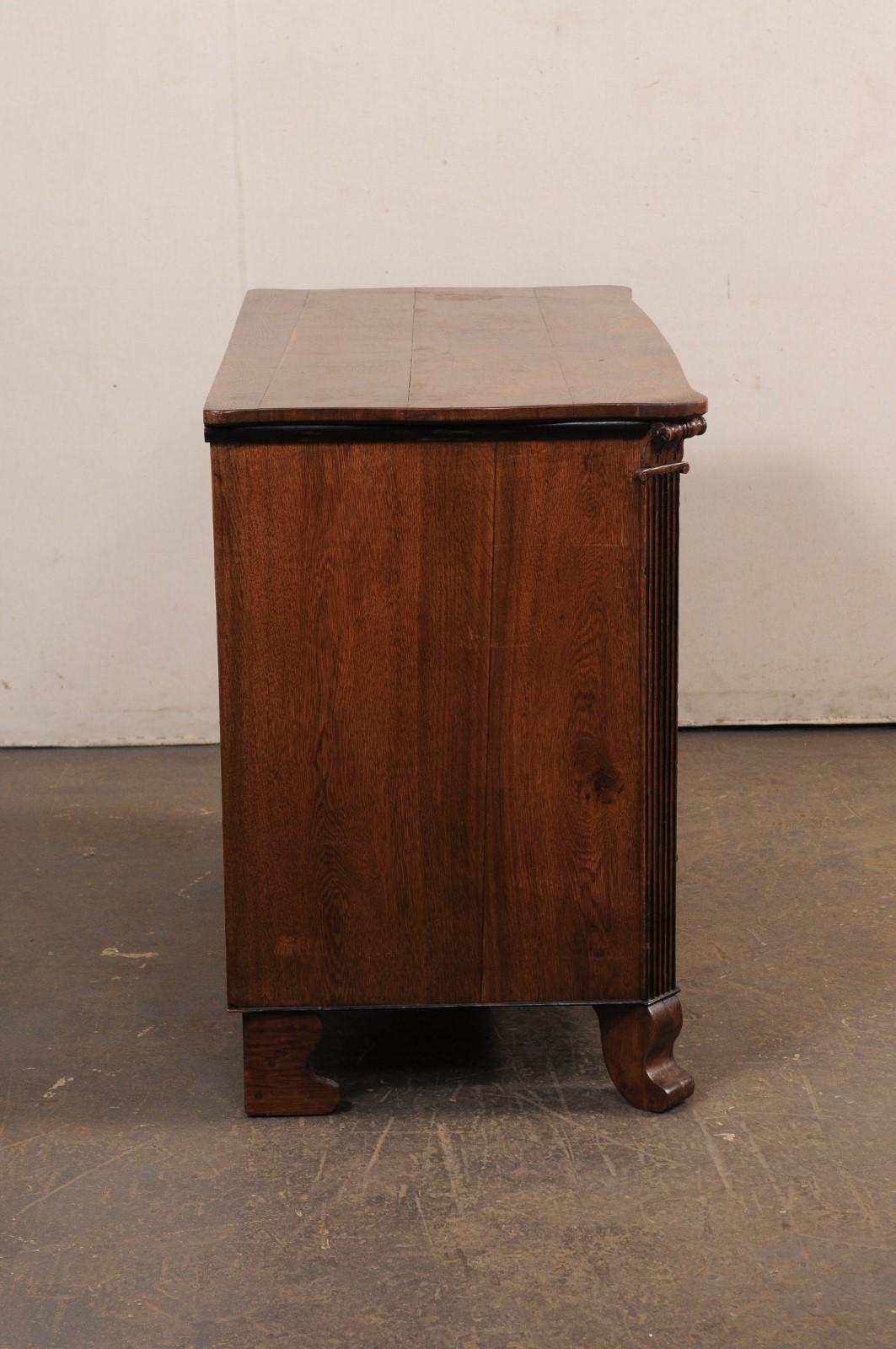 French 19th C. Commode w/Fluted Column Side Posts & Really Neat Brass Hardware For Sale 1