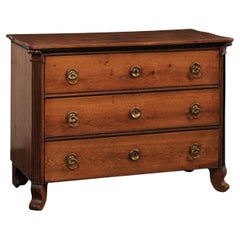 French 19th C. Commode w/Fluted Column Side Posts & Really Neat Brass Hardware