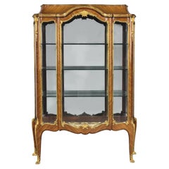 Antique French 19th C. Dore Bronze Mounted Mahogany Veneered Vitrine/Cabinet, P Sormani