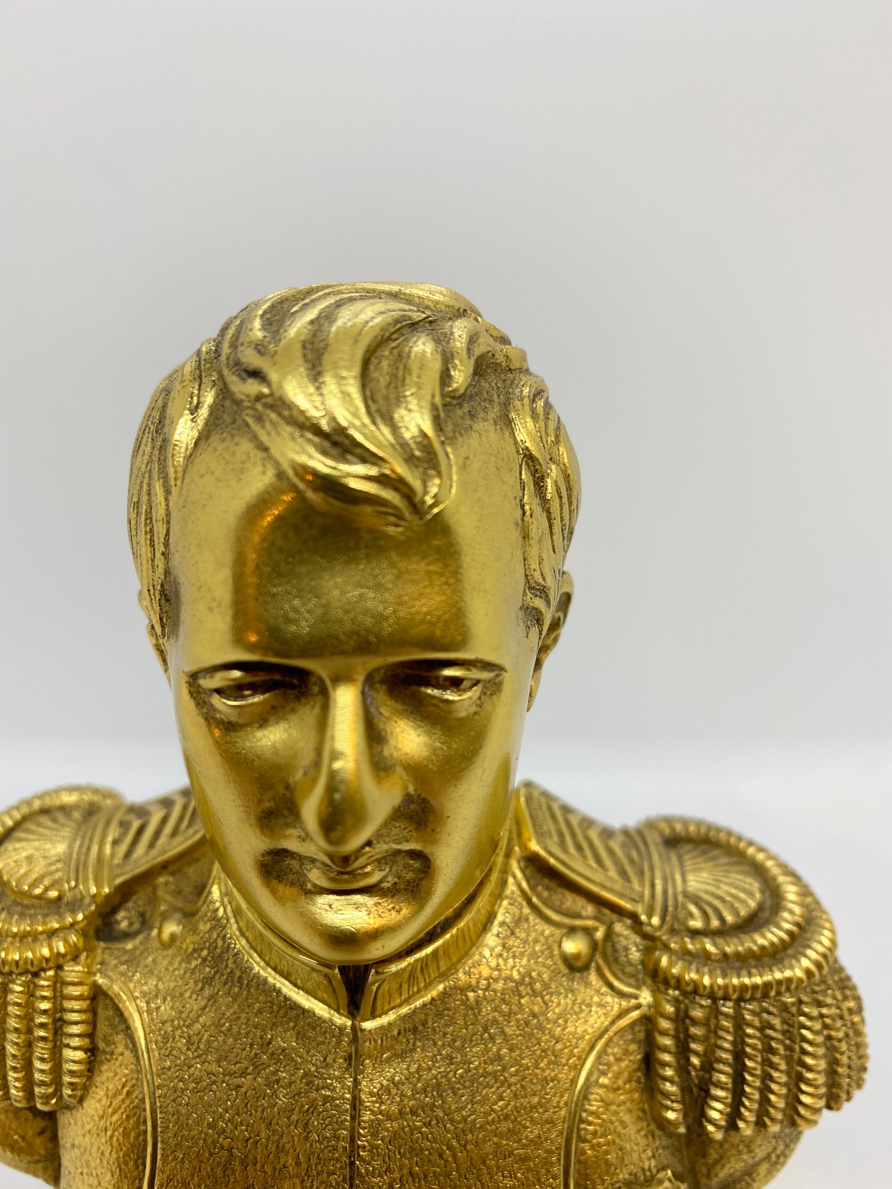 French 19th Century Gilt Bronze Napoleon Bust In Fair Condition For Sale In Natchez, MS