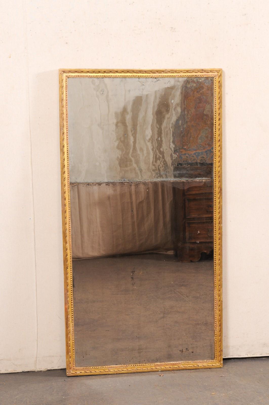 French 19th C. Gilt Mirror w/Original 2-Piece Glass (Just Shy of 5 Ft Tall) In Good Condition In Atlanta, GA