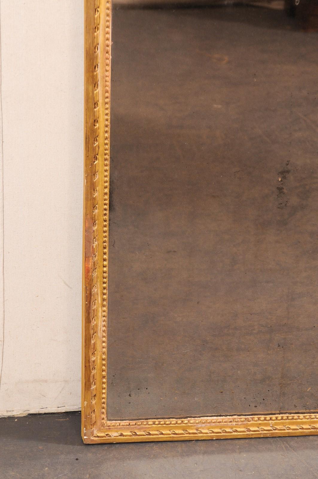 19th Century French 19th C. Gilt Mirror w/Original 2-Piece Glass (Just Shy of 5 Ft Tall)