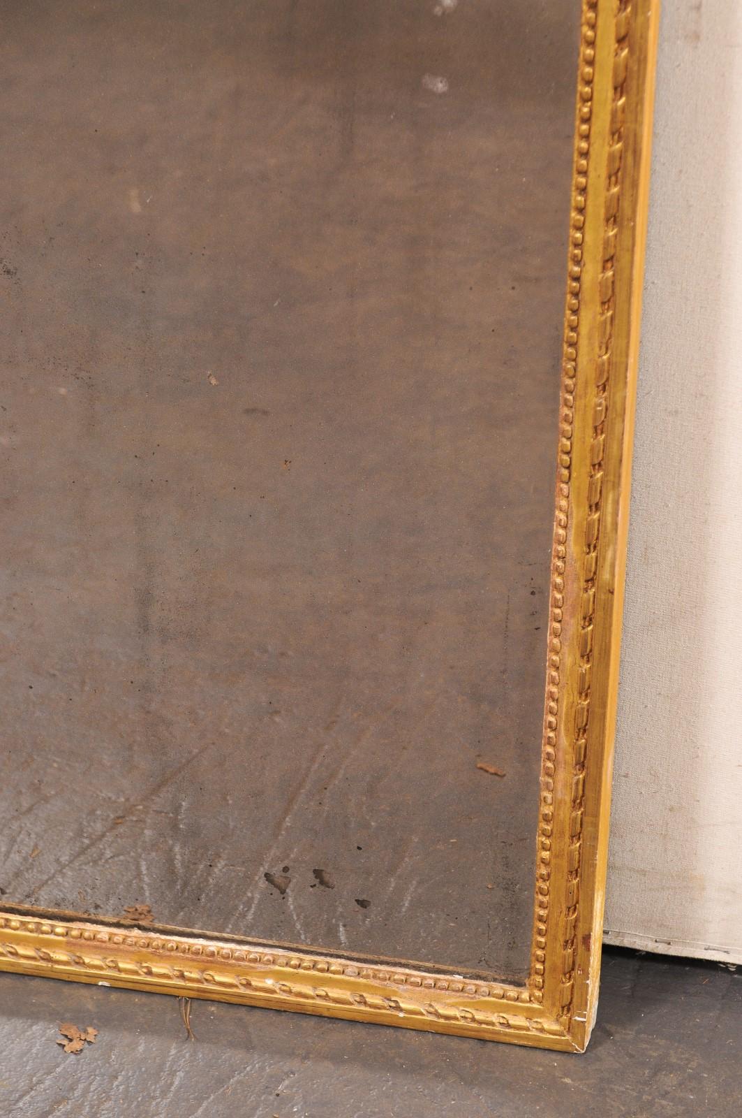 French 19th C. Gilt Mirror w/Original 2-Piece Glass (Just Shy of 5 Ft Tall) 2
