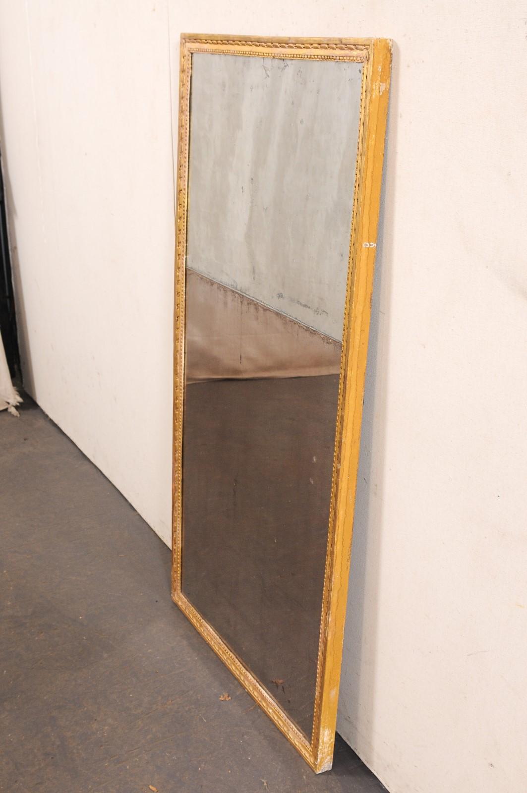 French 19th C. Gilt Mirror w/Original 2-Piece Glass (Just Shy of 5 Ft Tall) 3