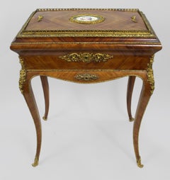 French 19th c. Inlaid Kingwood Jardinière with Fine Porcelain Plaque