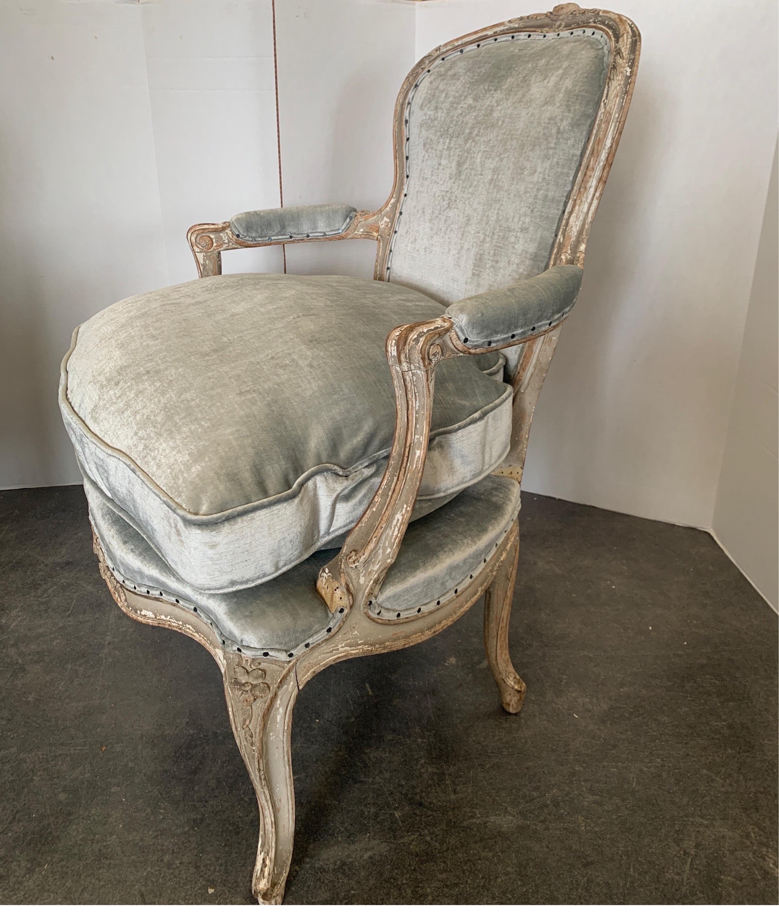 French 19th Century Louis XV Painted, Pegged Armchairs after Pierre Nogaret 8