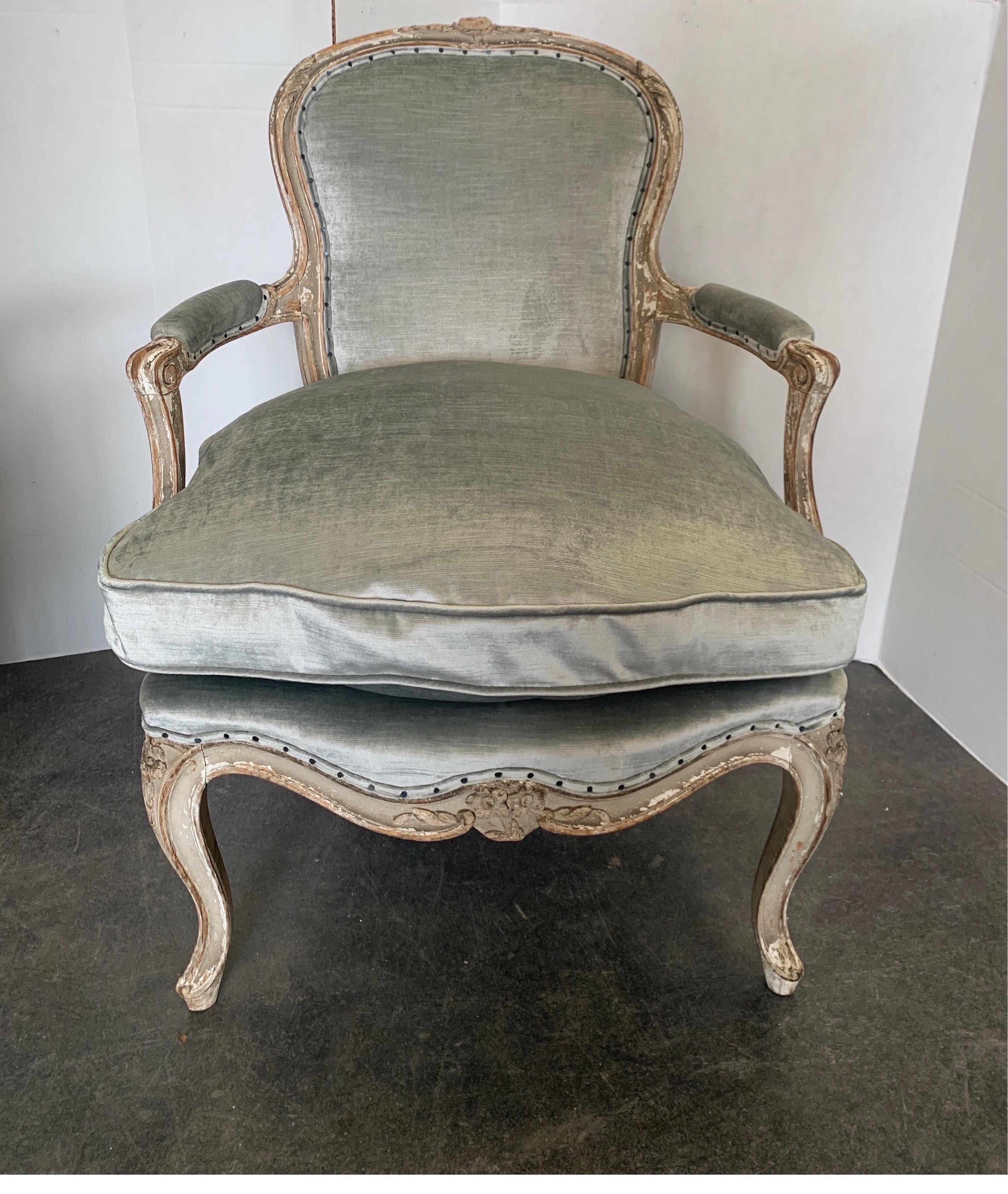French 19th Century Louis XV Painted, Pegged Armchairs after Pierre Nogaret 9