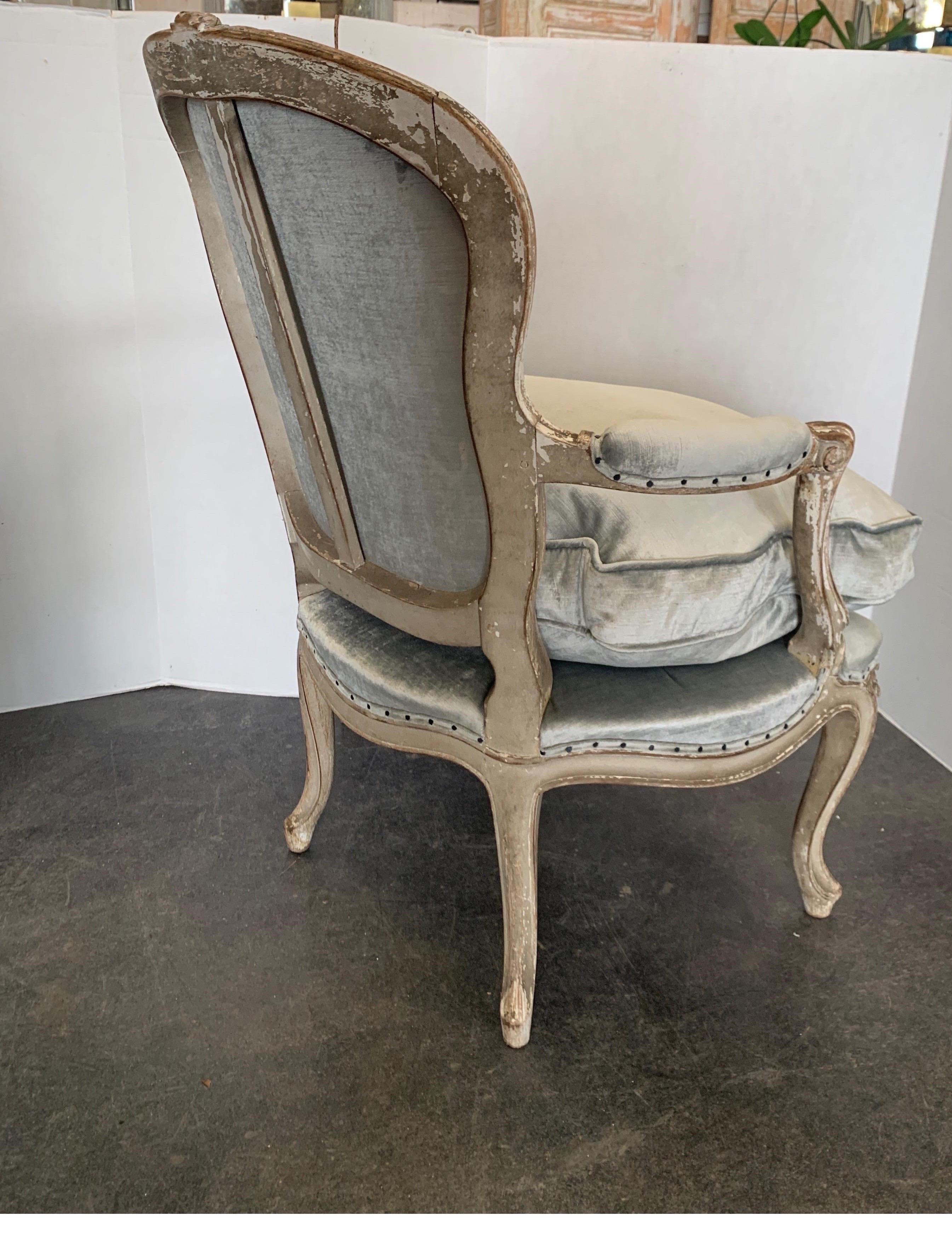 French 19th Century Louis XV Painted, Pegged Armchairs after Pierre Nogaret 10