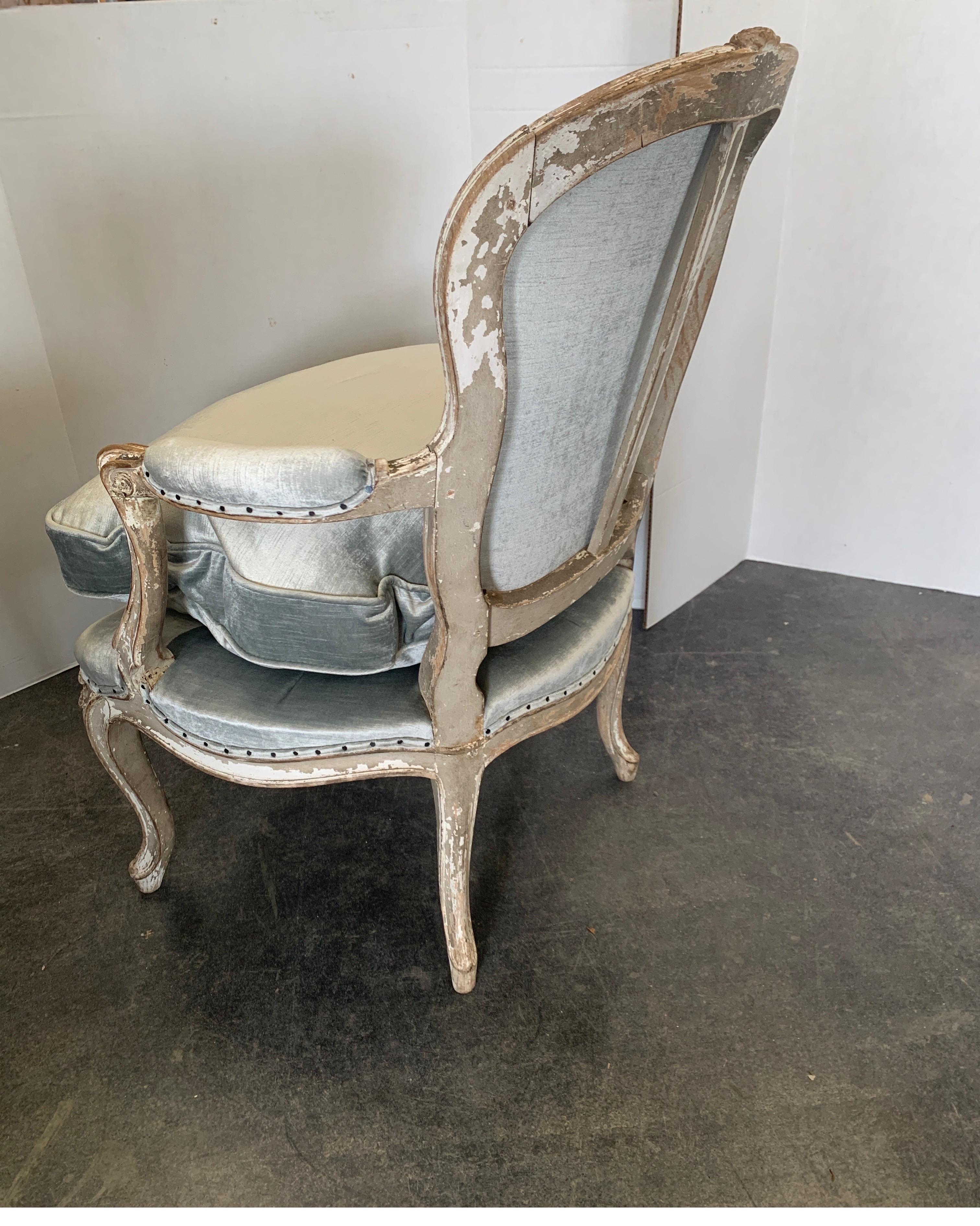 French 19th Century Louis XV Painted, Pegged Armchairs after Pierre Nogaret 2