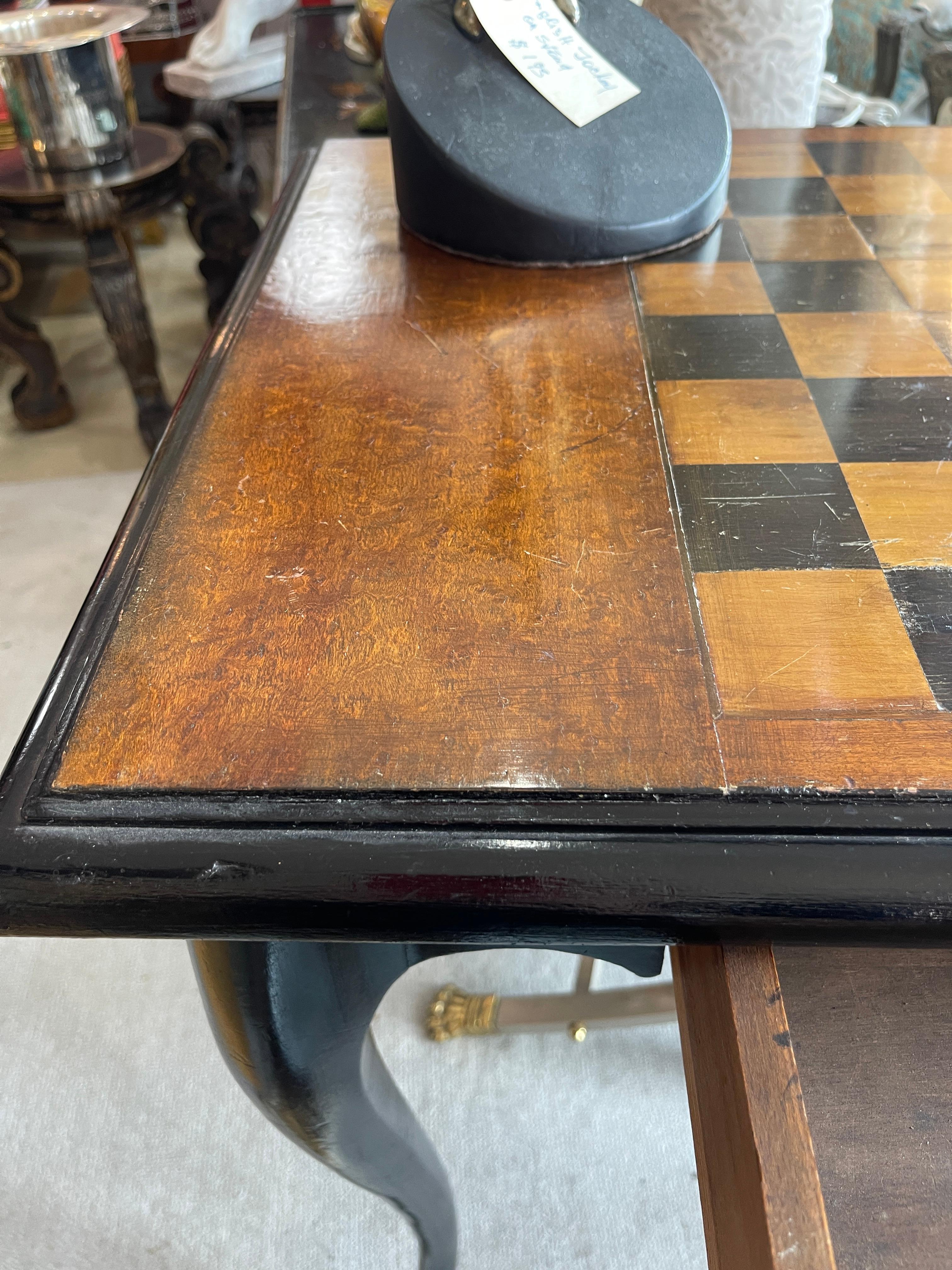 French 19Th. C. Louis XV Style Inlaid & Ebonized Wood Game Table, Table a Jeux For Sale 5