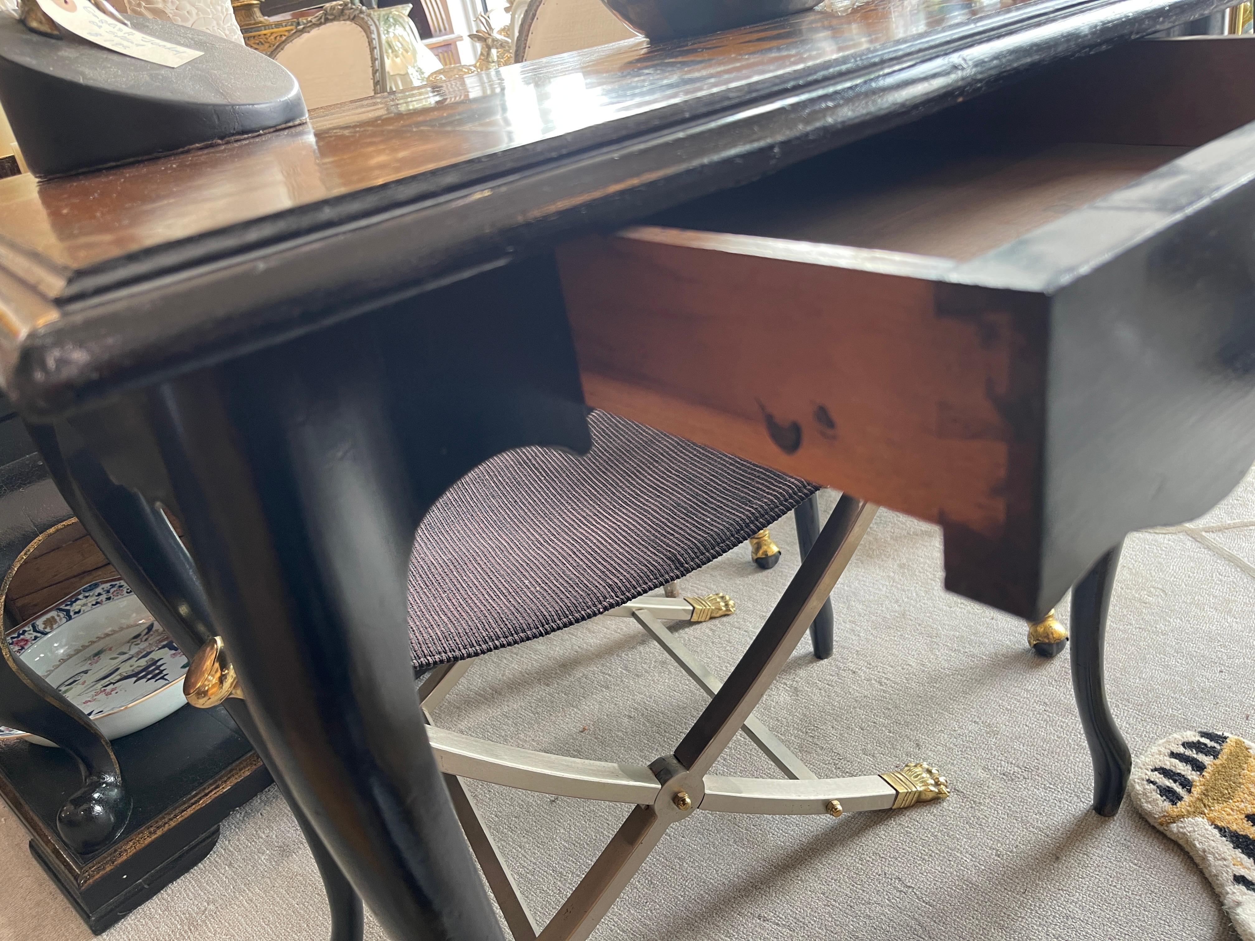 French 19Th. C. Louis XV Style Inlaid & Ebonized Wood Game Table, Table a Jeux For Sale 6
