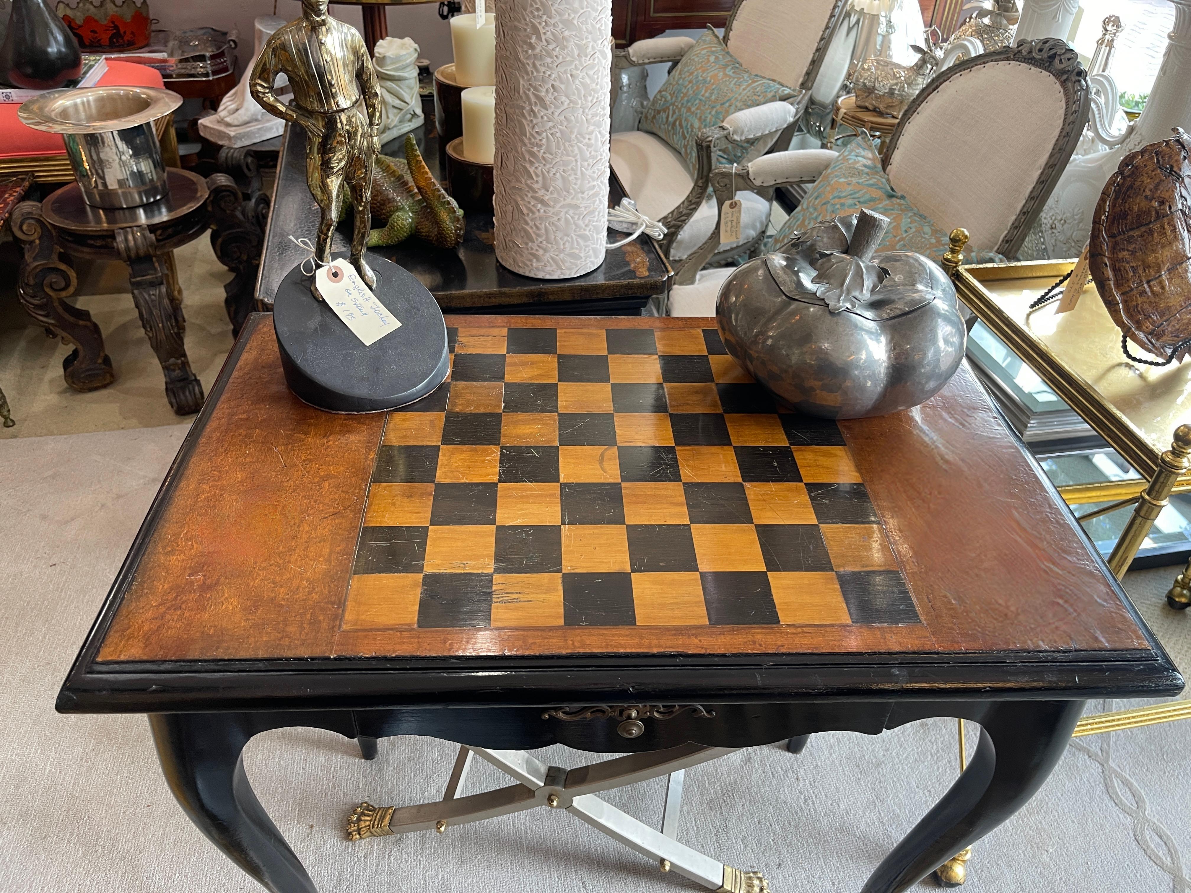 French 19Th. C. Louis XV Style Inlaid & Ebonized Wood Game Table, Table a Jeux For Sale 9
