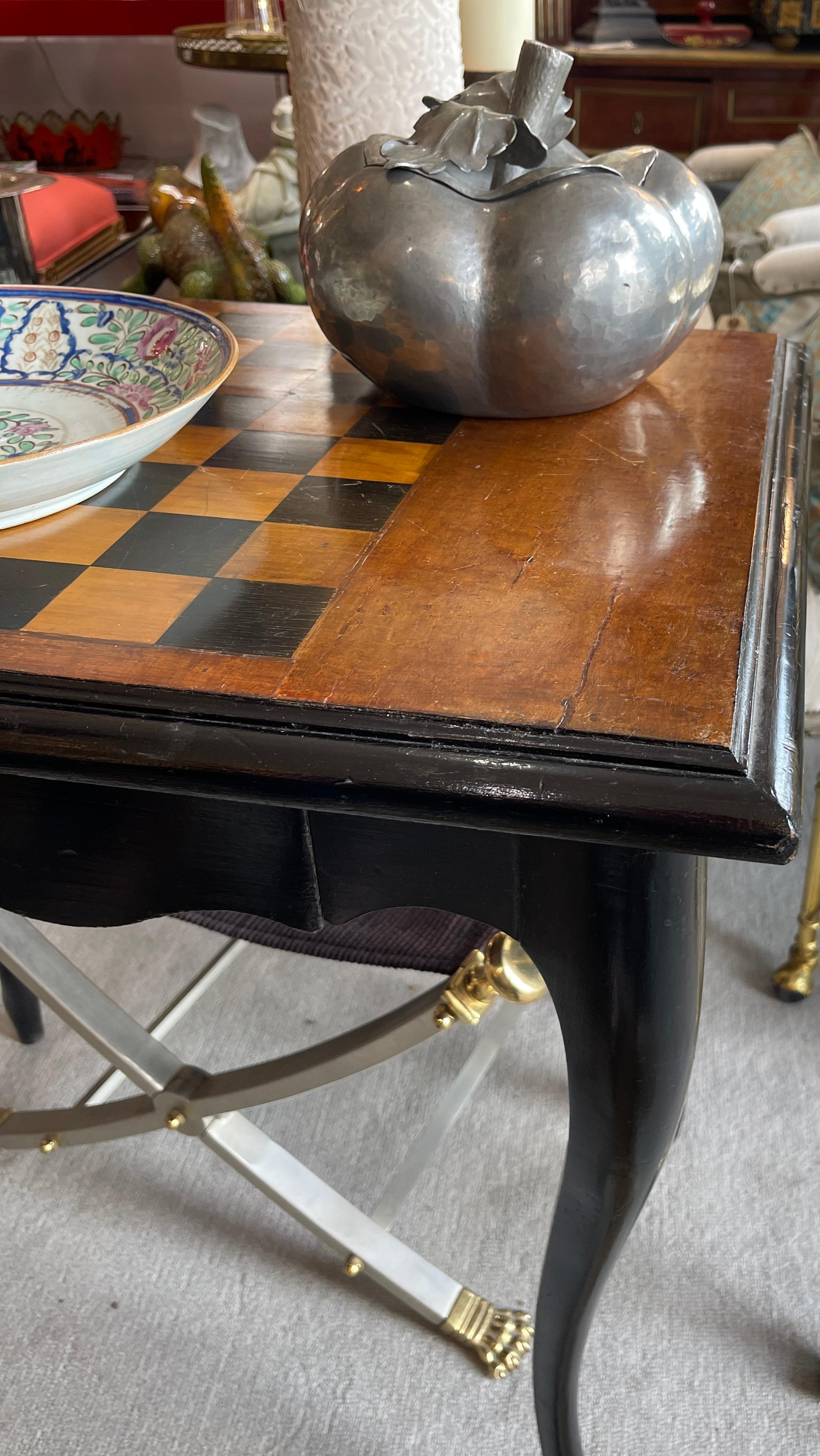 French 19Th. C. Louis XV Style Inlaid & Ebonized Wood Game Table, Table a Jeux For Sale 10