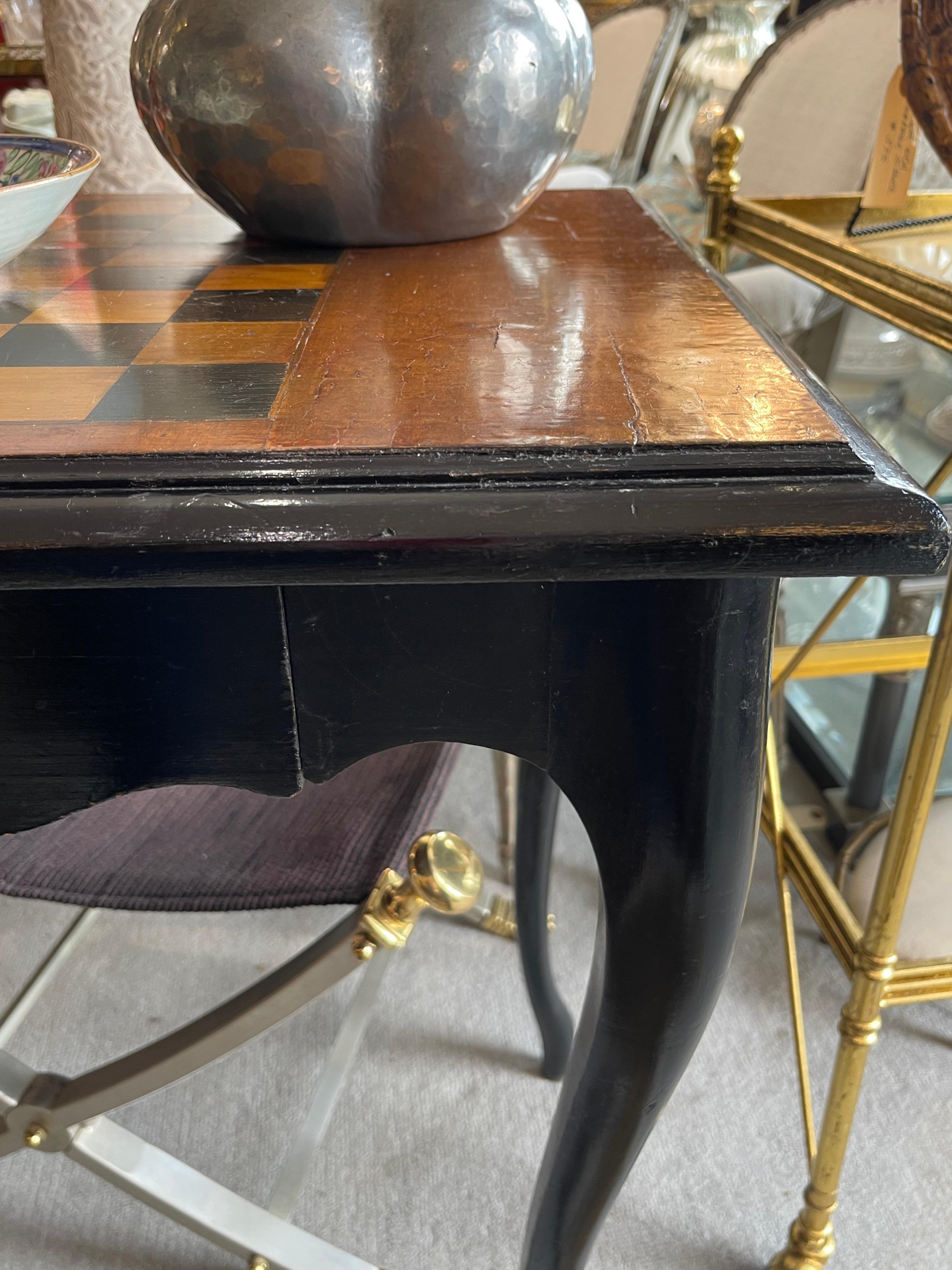 French 19Th. C. Louis XV Style Inlaid & Ebonized Wood Game Table, Table a Jeux For Sale 11