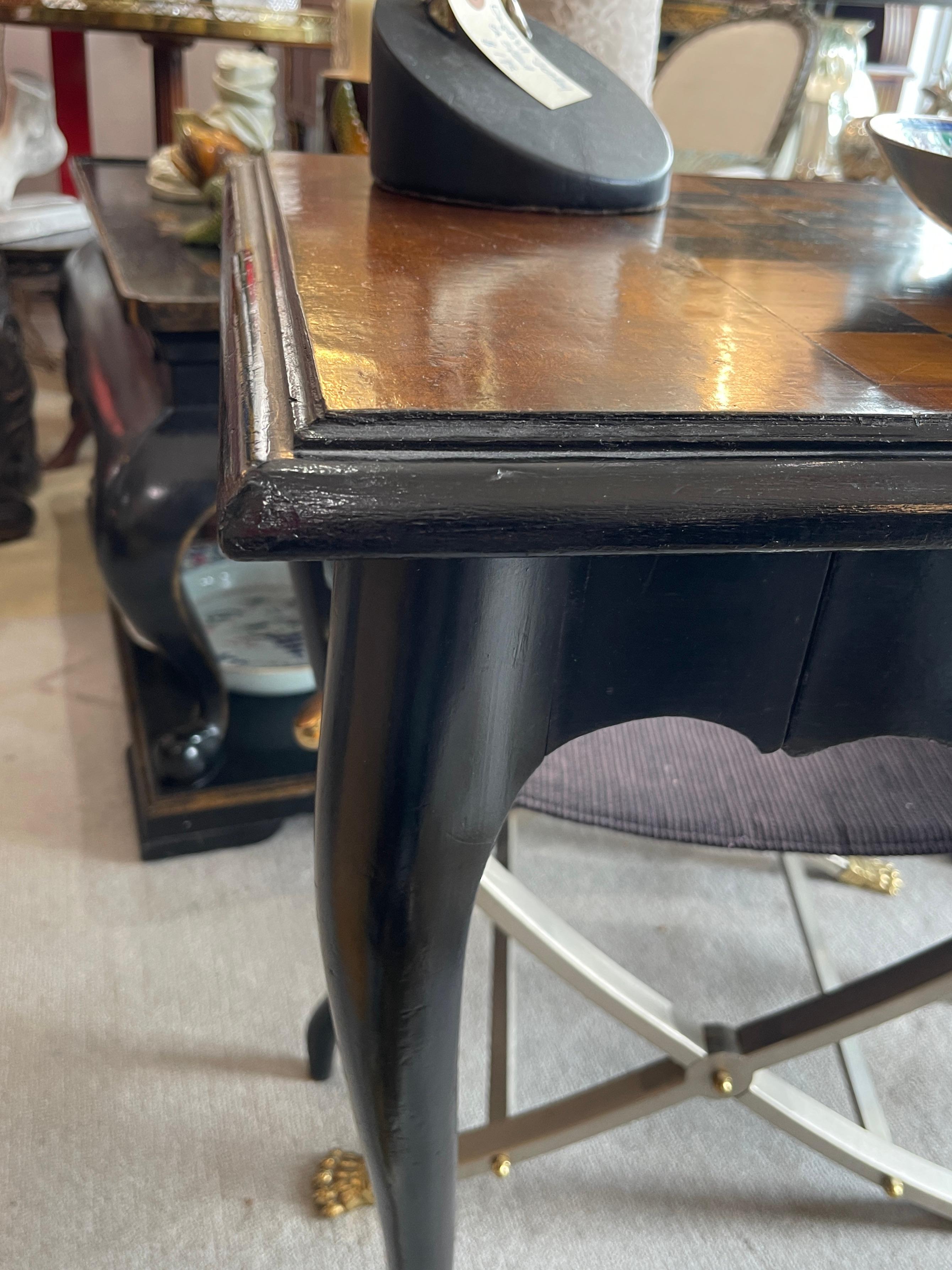 French 19Th. C. Louis XV Style Inlaid & Ebonized Wood Game Table, Table a Jeux For Sale 12