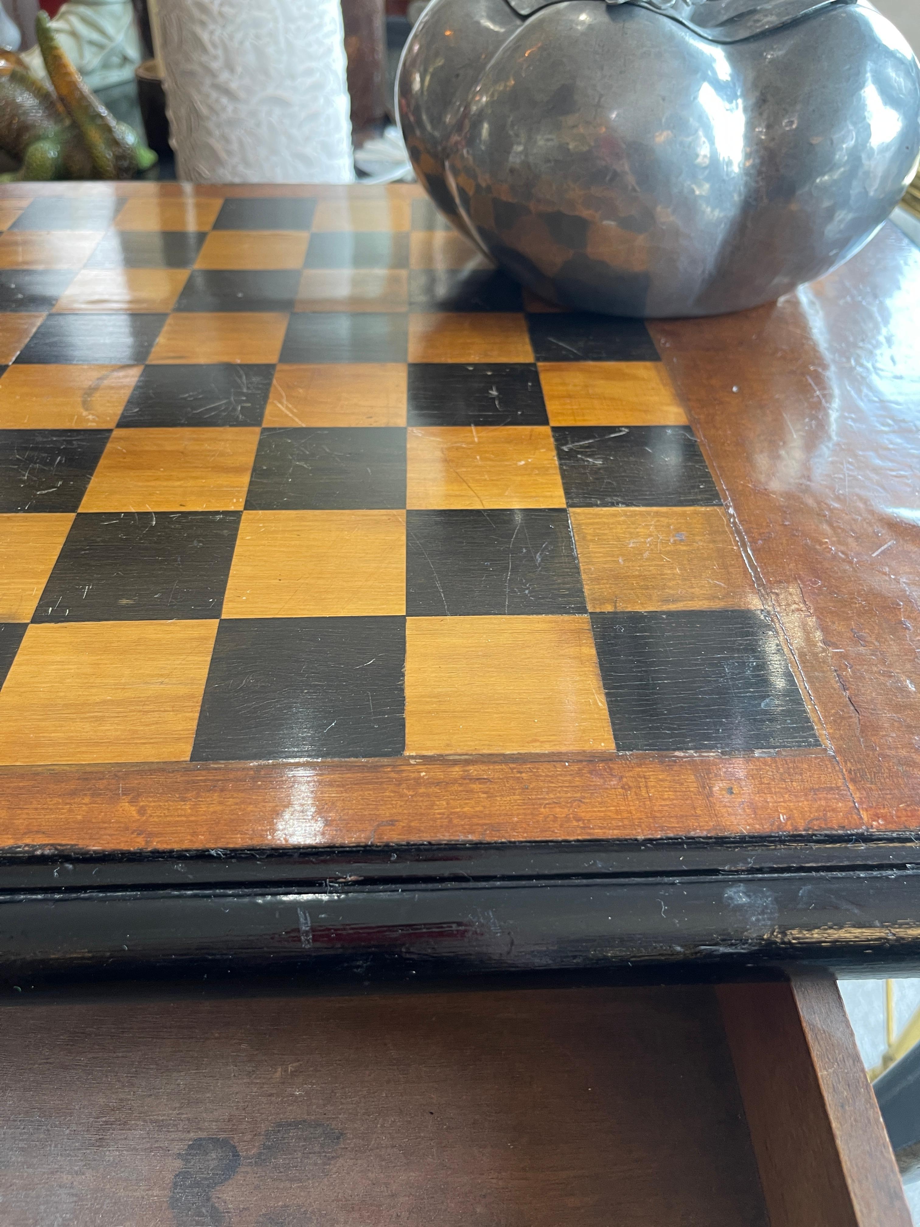 French 19Th. C. Louis XV Style Inlaid & Ebonized Wood Game Table, Table a Jeux For Sale 3