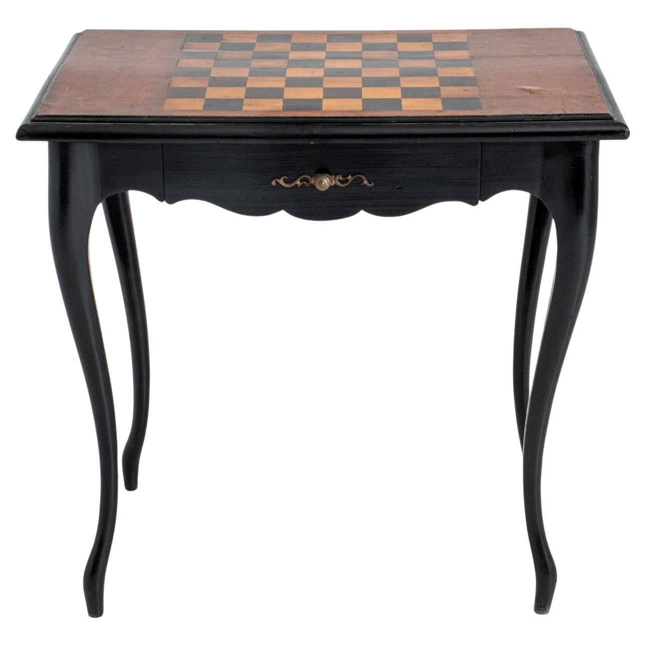 19º francés. C. Mesa de Juego de Madera Ebonizada y Marquetería Estilo Luis XV, Table a Jeux