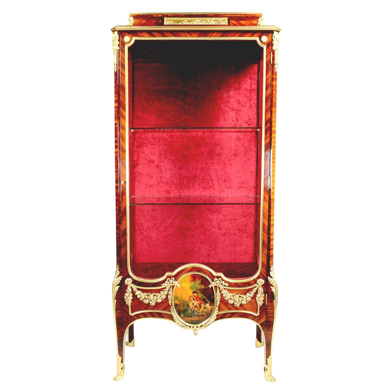 Petite Vitrine en Bois de Rose, style Louis XV