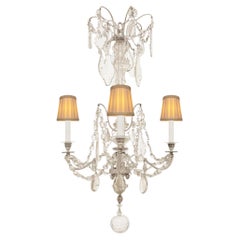 French 19th c. Louis XVI st. Silvered Bronze and Baccarat Crystal chandelier