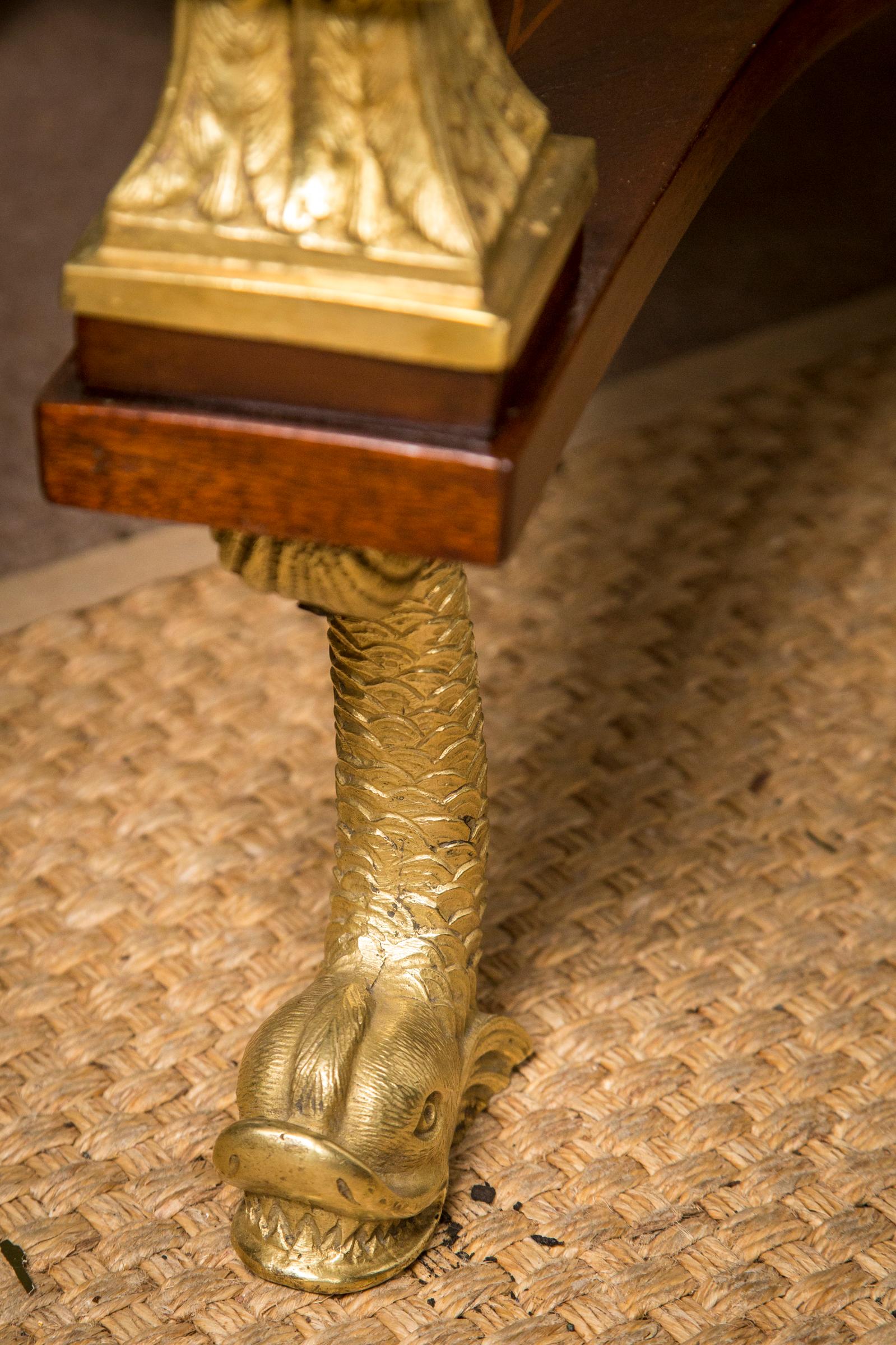 French 19th Century Mahogany and Gilt Bronze End or Center Table 4