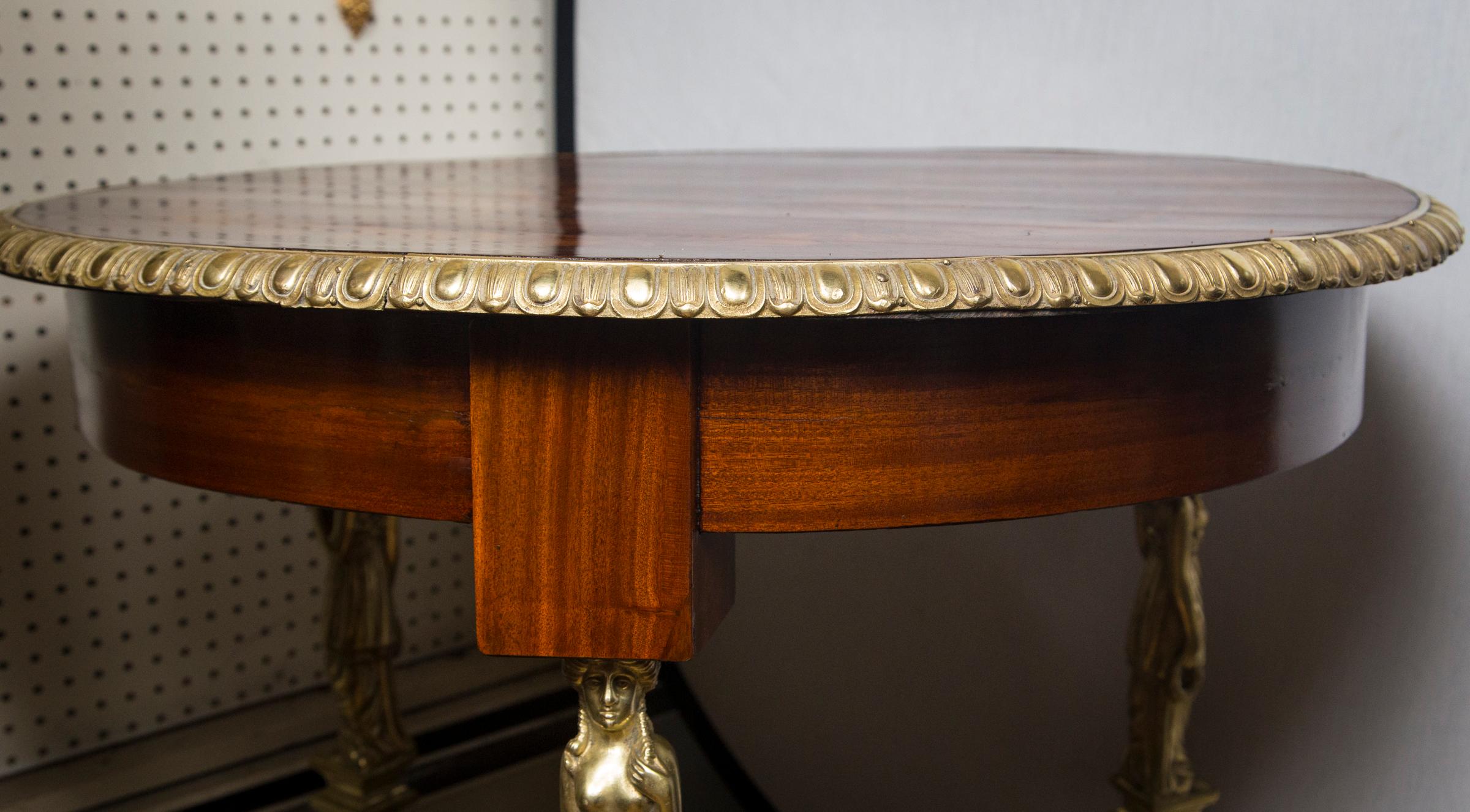 French 19th Century Mahogany and Gilt Bronze End or Center Table 5