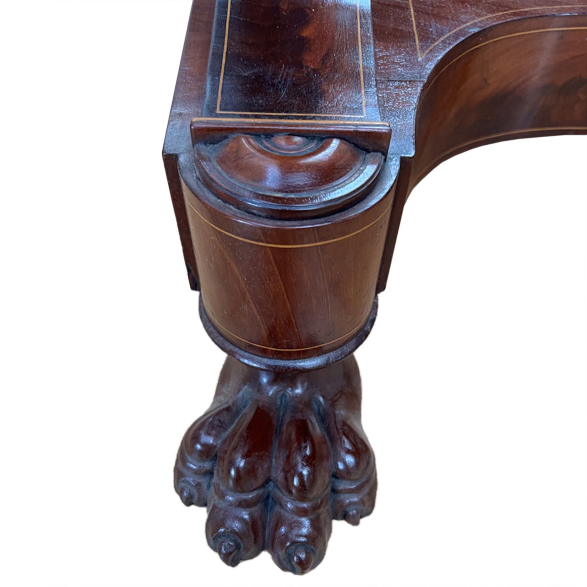 19th Century French 19th C Mahogany Console Table, Marble Top & Cushion Drawer For Sale