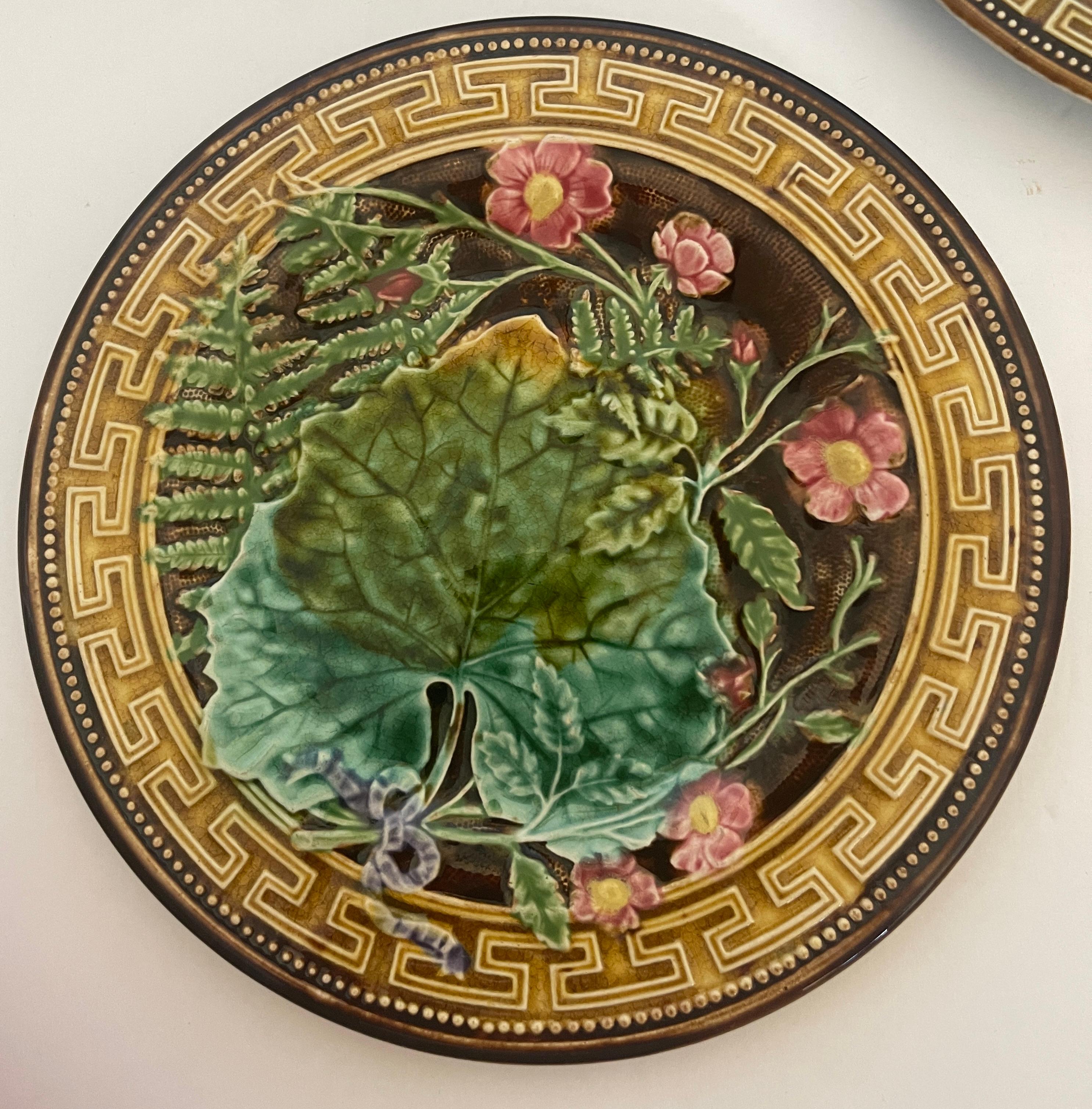 Ceramic French 19th C. Majolica Set of 12 Plates & dishes, Choisy Le Roi, C.1880