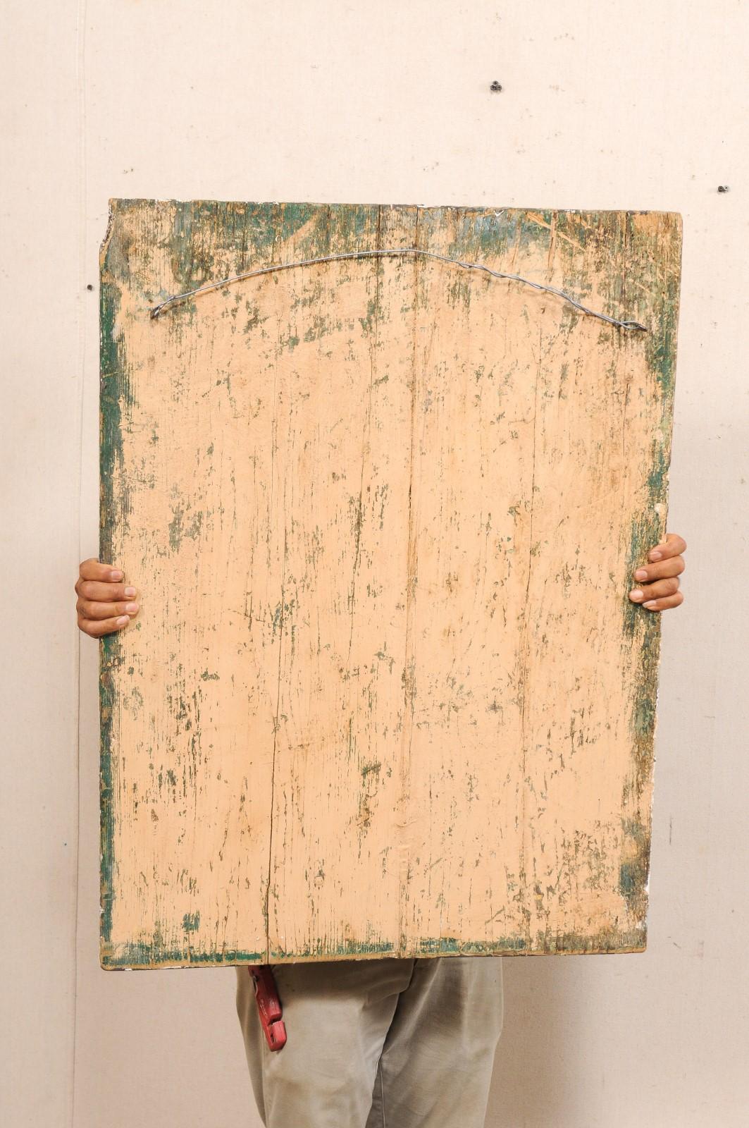 Miroir français du 19e C. avec accents de cadre en bois sculpté, Orig. Verre et peinture en vente 5