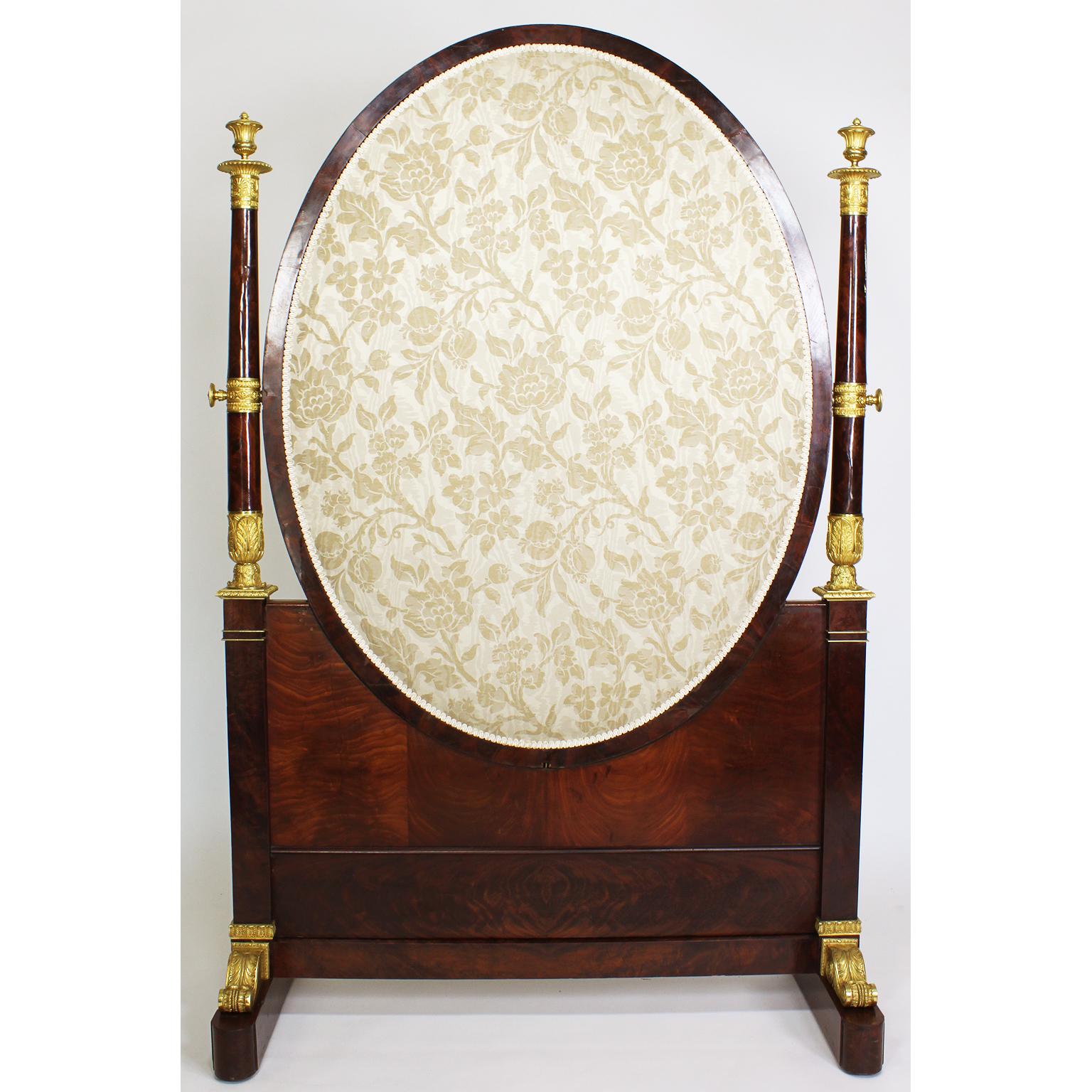 French Napoleon III Empire Style Mahogany and Ormolu Mounted Cheval Mirror For Sale 5
