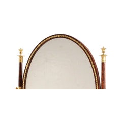 French Napoleon III Empire Style Mahogany and Ormolu Mounted Cheval Mirror