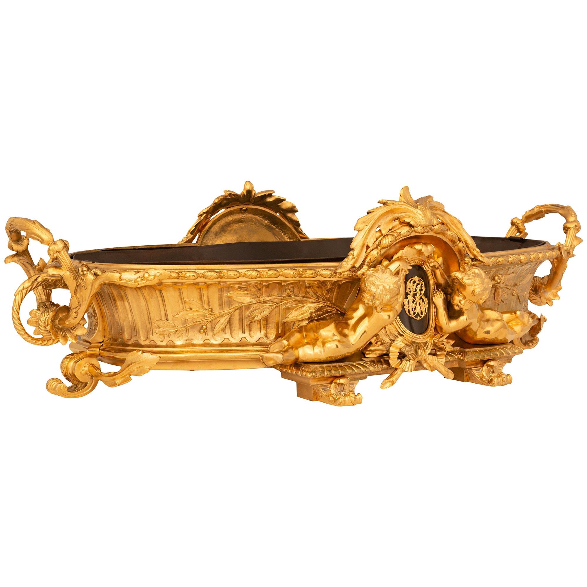 19th Century French 19th c. Napoleon III Period Ormolu, Patinated Bronze, & Tole Centerpiece For Sale