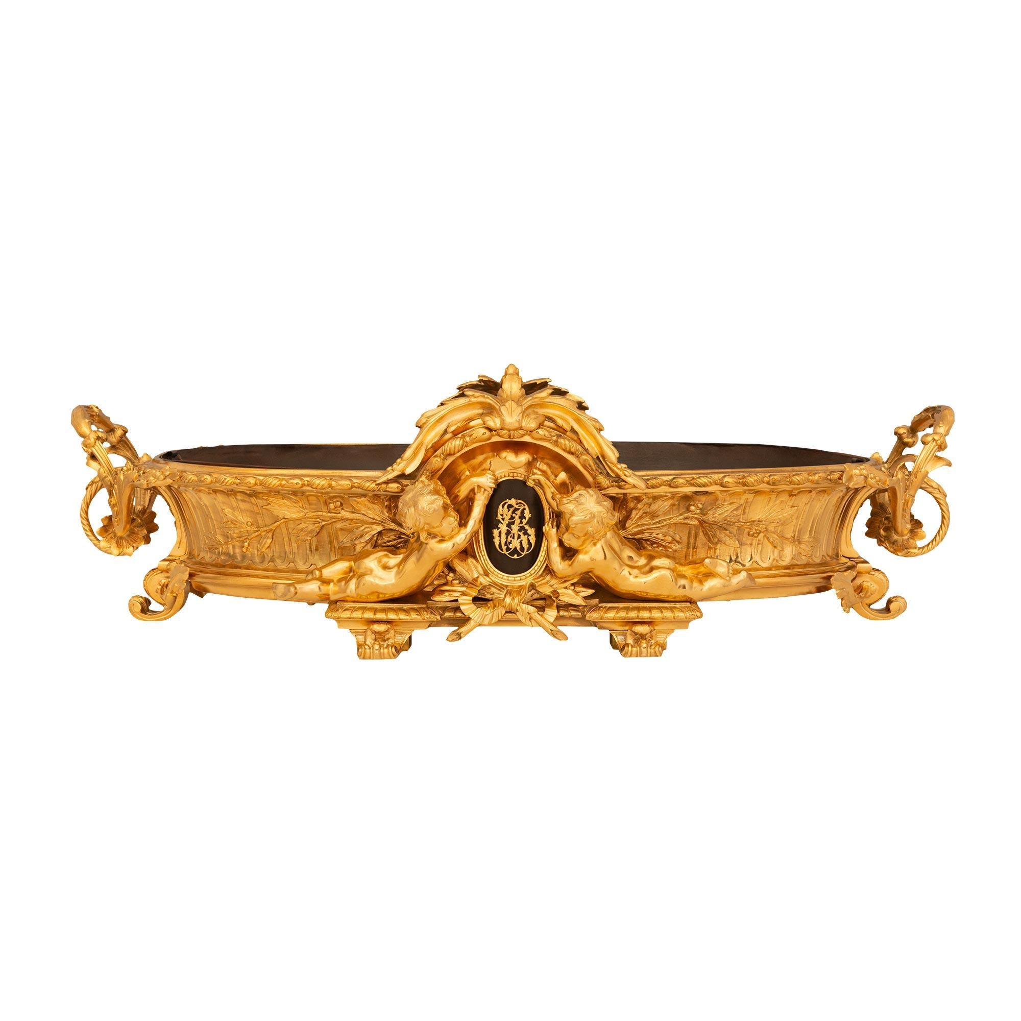 French 19th c. Napoleon III Period Ormolu, Patinated Bronze, & Tole Centerpiece